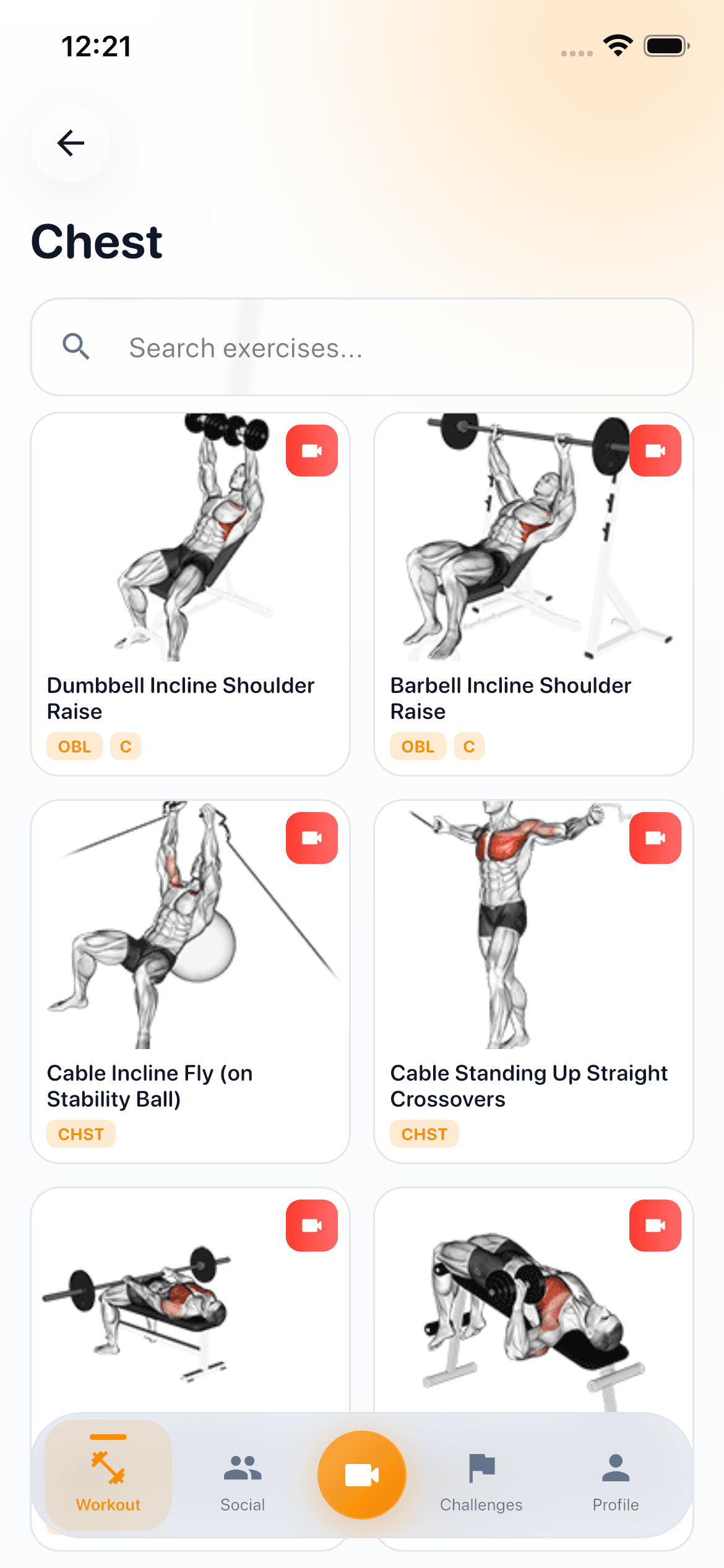 DilFit exercise library with searchable exercises and demos